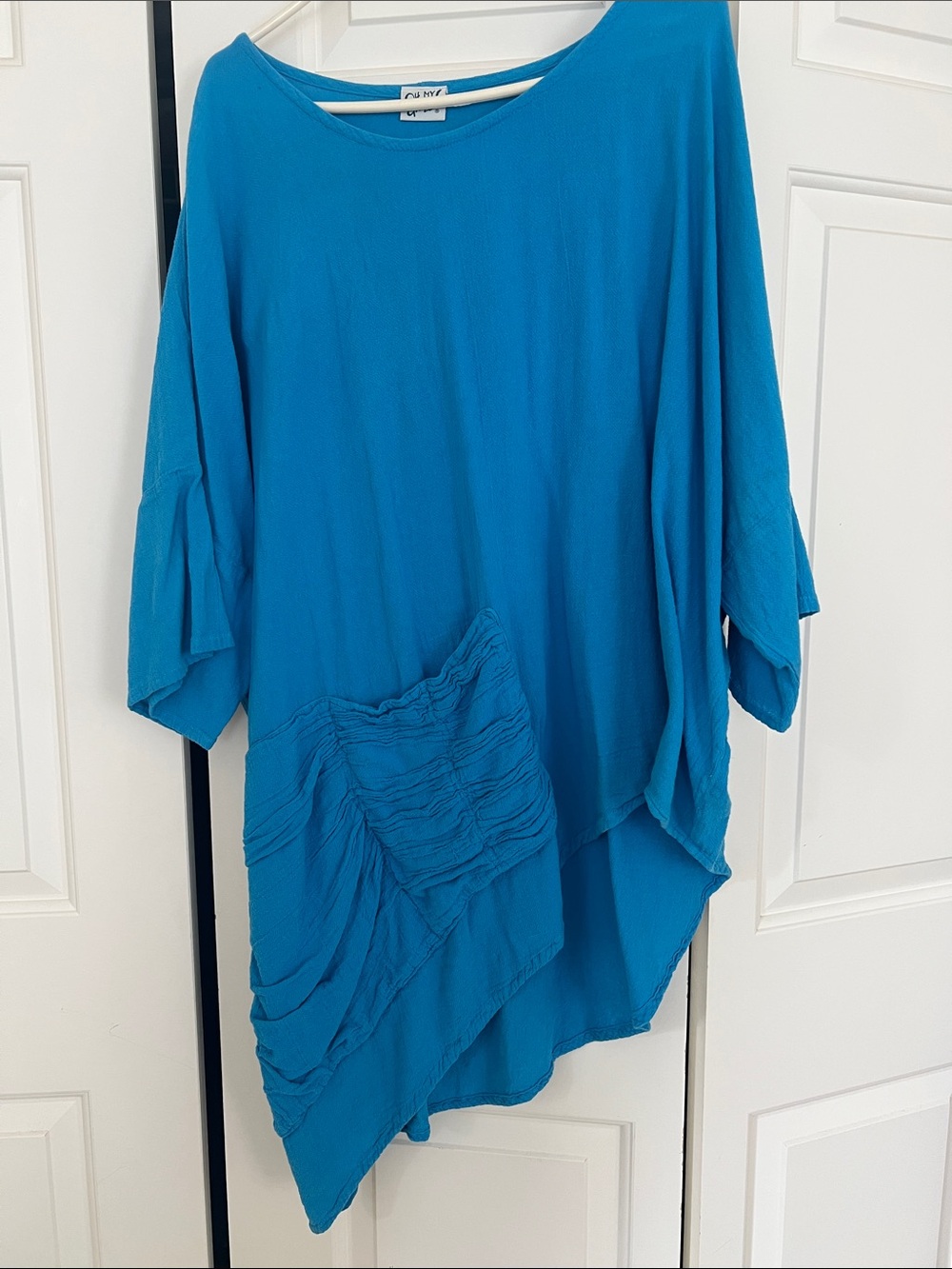Blue Oversized Tunic Top by Oh My Gauze!